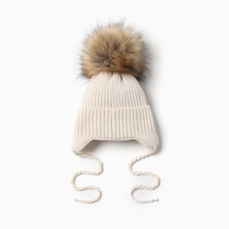 Children's cap with insulation, rr 46-48, milk color-2