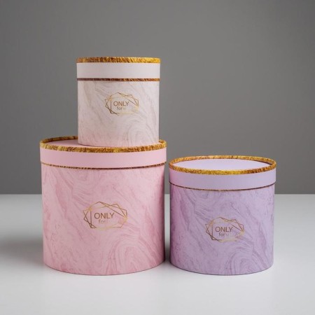 A set of boxes of thin cardboard 3 in 1, gift packaging, “marble”, 12 x 12 - 18 x 18 cm-1