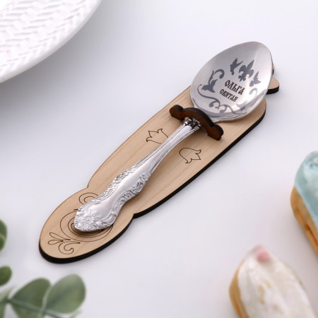 A spoon is registered, tea, with an engraving "Olga", h = 14