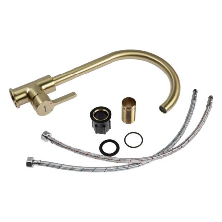 ACCOONA A4594AW kitchen mixer, single -leaf, high spout, brass, gold-6