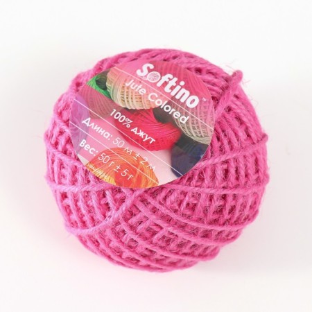 Yarn 100% juts "Softino Jute Colored" 50m ± 2m bright pink 50 g-1