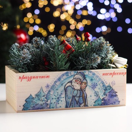 Kashpo wooden "Festive mood" 25 × 14.7 × 8.5 cm