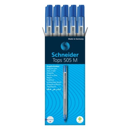 Ballpoint handle Schneider "Tops 505 m", 1.0 mm node, blue ink, transparent case-4