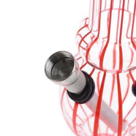 Bong, H-26 cm, "oval ring", acrylic, red-1