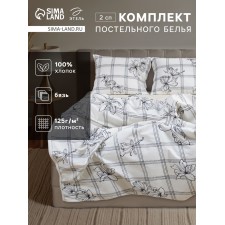 Ethel bedding 2 joint venture Ink Flowers 175*215 cm, 200*220 cm, 70*70 cm -2 pcs, calico 125 g/m2, HL 100%