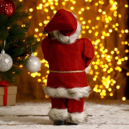 Santa Claus "in a red fur coat, with a log" 29 cm-2