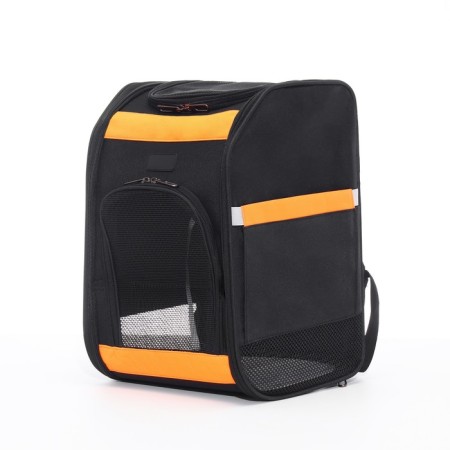 A backpack for carrying cats and dogs, tarpaulin, 30*27*40 cm, black-orange-3