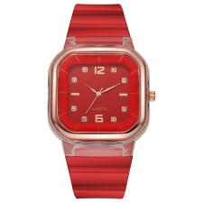 Women's watch, 4.1 x 4.1 cm, silicone strap, red