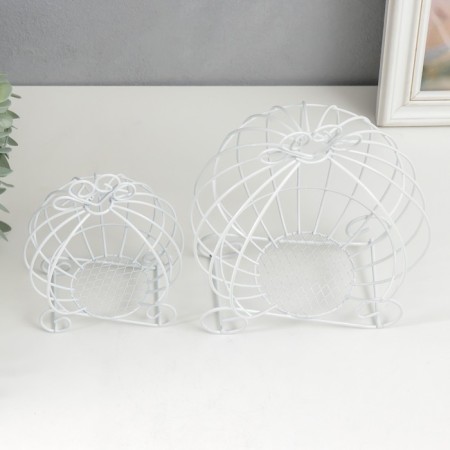 Summary Metal "Karetkva" White set 2 pcs 16x12x9 cm 20x14.5x12 cm-5