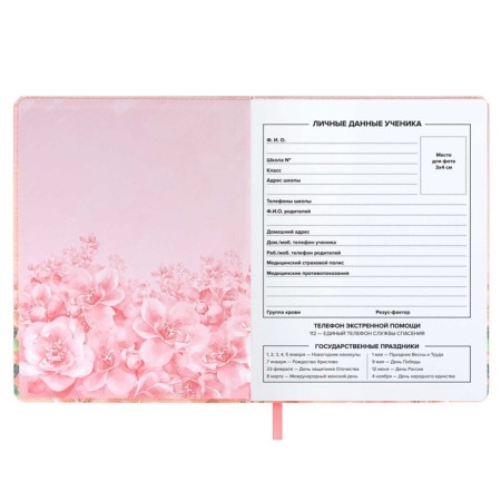 School diary for grades 1-11 "Rabbit in Colors", solid cover of artificial leather, 48 sheets, an offset block 80g/m2, a universal cheat sheet-3