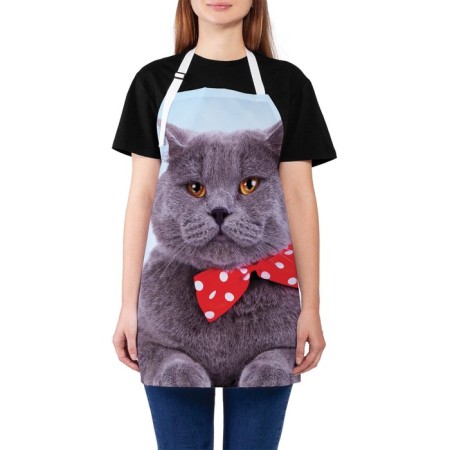 Apron of a kitchen with a photo print "Gray theme Scottish Vislouhai", adjustable, size OS