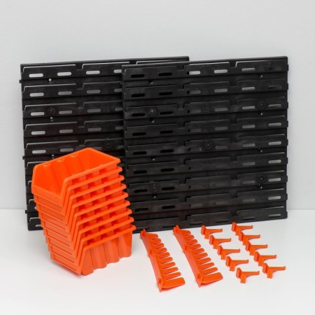 An organizer wall -mounted with trays, orange color-4