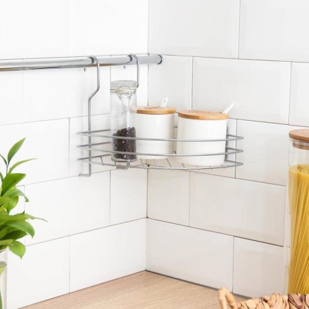Railing shelf angular, 1 tier, 20 × 21 × 27.5 cm, d = 25 mm, chromium color