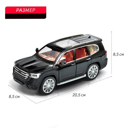 Metal jeep "Lux", 1:24, doors, hood, trunk, inertia, black color open-1