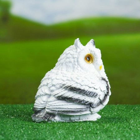 Garden figure "Low owl" white, 15x15cm-1