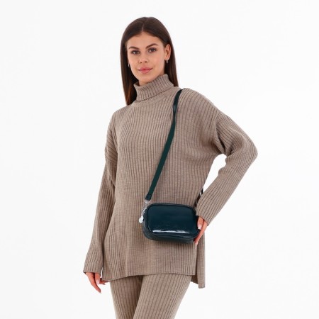 Bag Cross-Bodi with a zipper, green color-12
