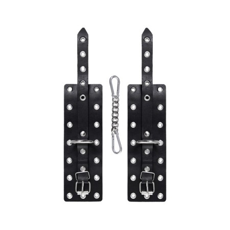 Single -layer handcuffs with Pecado BDSM eyelets, genuine leather, black-3