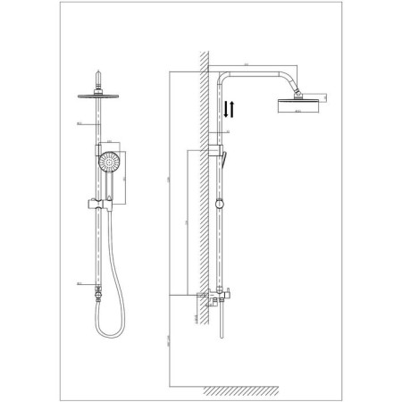 Shower system Rush Bella BL4535-112, tropical shower, hand watering can, chrome-1