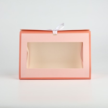 Folding box for flowers with the window "Blow with happiness", peach, 16 x 27 x 9 cm-2