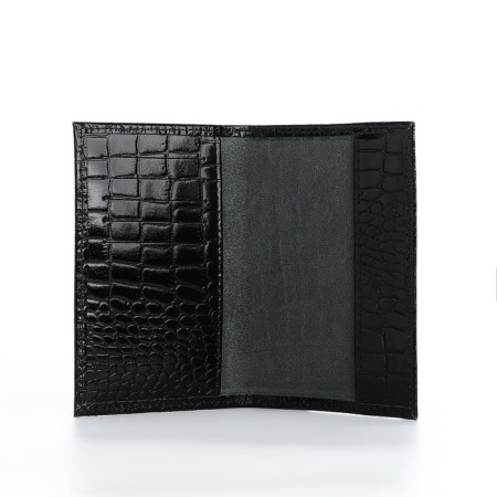 Passport cover, 5 pockets for cards, crocodile, black color-4