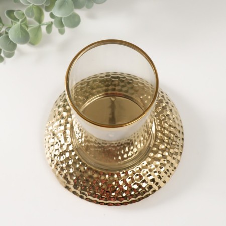 Ceramics candlestick, glass for 1 candle "True" d = 8 cm gold 14.5x14.5x17.5 cm-2