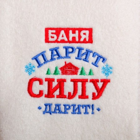 Mitten for a bath with embroidery "The bath soars, gives strength, with a house"-1