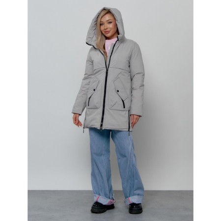 Women's winter jacket, size 42, light gray color-6