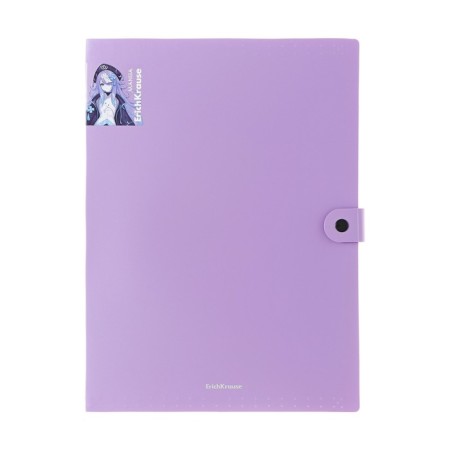 Folder-carte, A4, 4 departments, 600 μm, Erichkrause "Matt Manga", on the button, embossing "Sand", mix-4