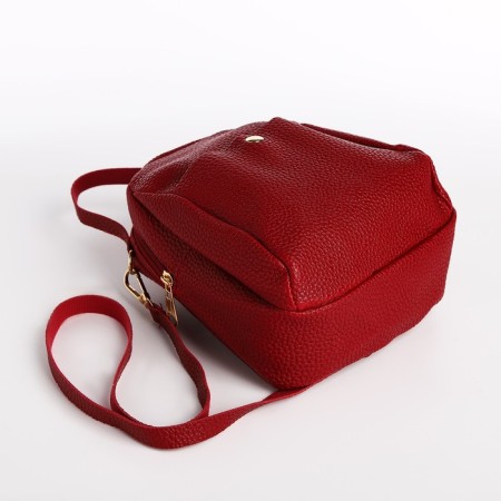 Women's backpack of artificial leather with lightning, 1 pocket, red color-2