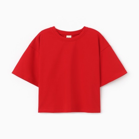 T-shirt shortened female Minaku Oversize Fit: Fuchsia Color, Rr. 42-4