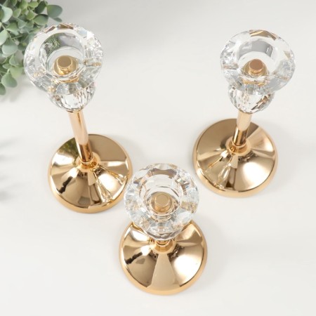 Summary metal, glass "Olivia" d = 4 cm, set 3 pcs h = 33 cm, 27 cm, 22 cm-2