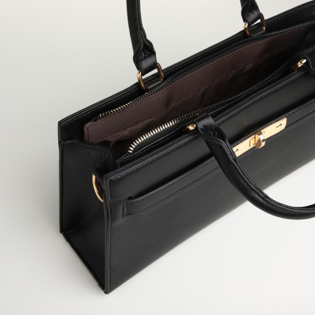 Women's bag with lightning, textura, average size, black color-6