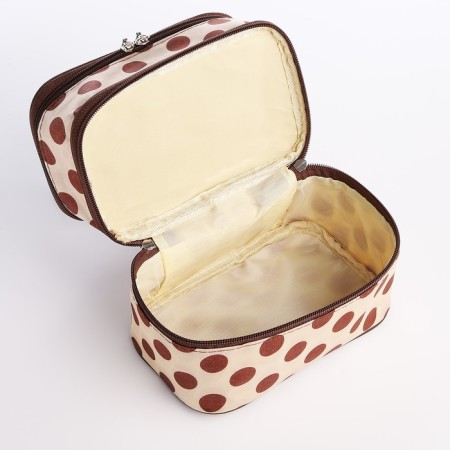Cosmetic bag, 2 parts on lightning, beige/brown color-3