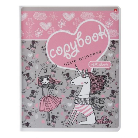Notebook of 48 sheets in the “Girl and Unicorn” cage, covered cardboard, matte lamination Soft Touch, mix-2