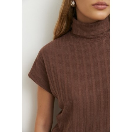 Women's turtleneck with short sleeve Eliseeva Olesya, size 48, brown color-2