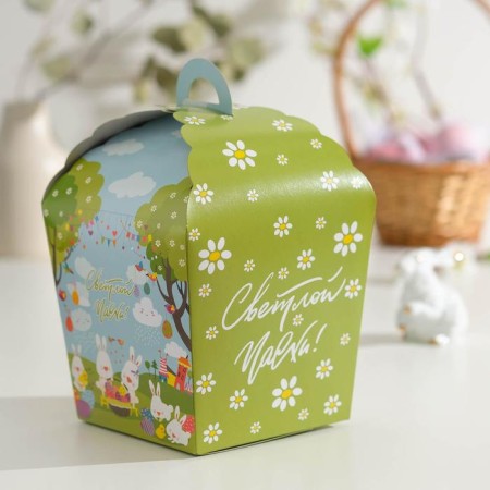 Easter box "Light Easter!", Rabbits, chamomile, 15 x 15 x 18 cm-1
