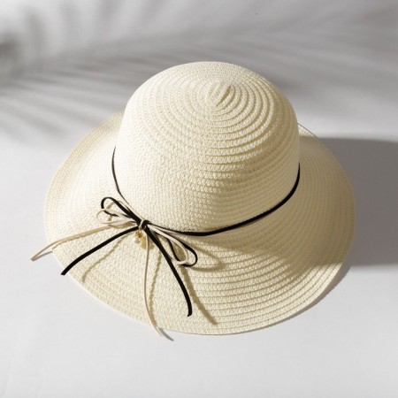 Hat with a bow Minaku color white, rr 56-58-2