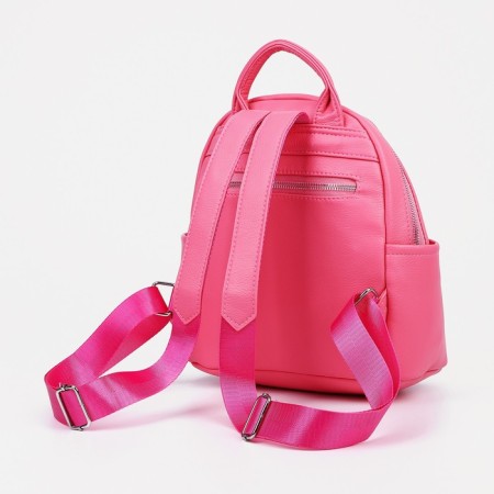 A backpack with a zipper, 3 outer pockets, pink color-1