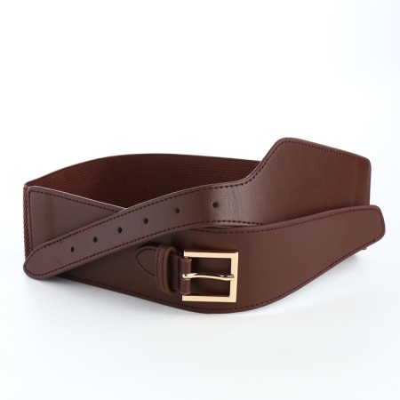 Women's belt, width 6 cm, buckle metal, brown color-3