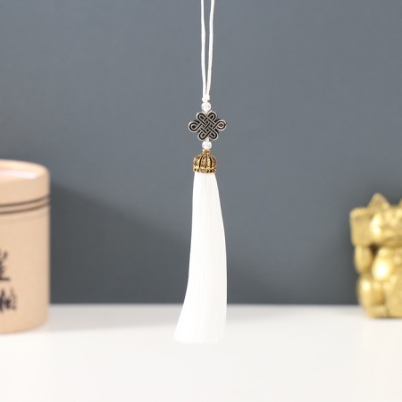 Textile suspension, plastic "Knot of happiness and infinity" White 0.7x1x9.5 cm
