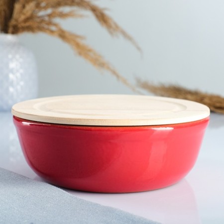 A drain for a junction of 0.5 l (1 container with a wooden lid) 17x6.5cm, red
