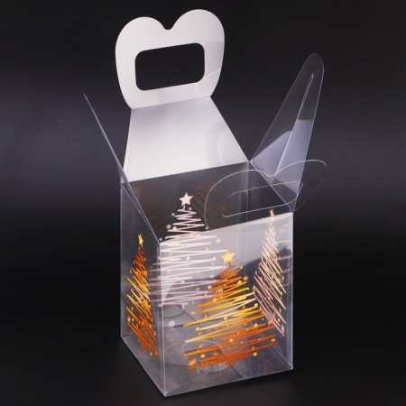 New Year. Box gift New Year folding PVC "Christmas tree" 12 x 12 x 15 cm.-3