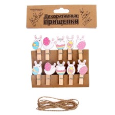 Decorative clothespins with a rope for the suspension 