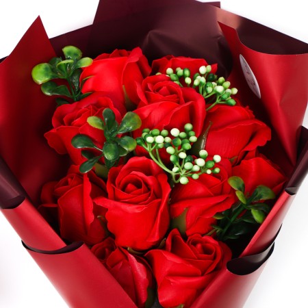 Exclusive bouquet of red soap roses, 11 pcs-6