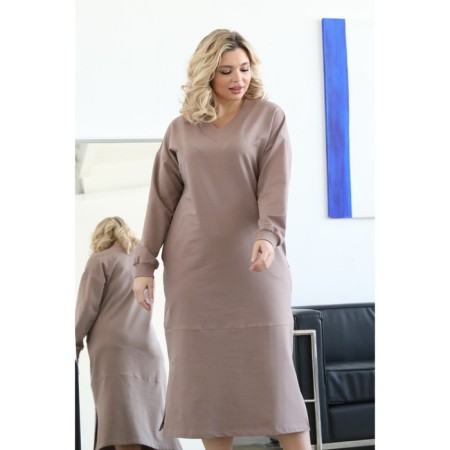 Women's dress, size 48, beige color-2