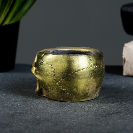 Skull "Skull Muerto" aged gold, 8x7x5cm-3