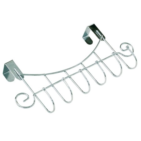 Axentia hanger with 6 hooks, chrome steel, door up to 4 cm thick, 32.5x16x6 cm