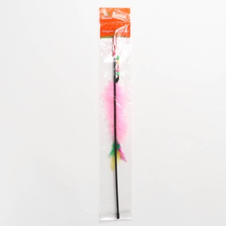 Domesticon-pink with feathers, downy tail and beads, pink-3