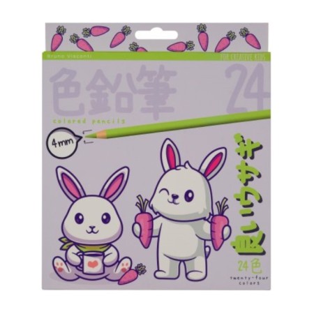 Faints 24 colors, BrunovisConti Kawaii Animals, Strip 0.4 mm, plastic case, mix-4