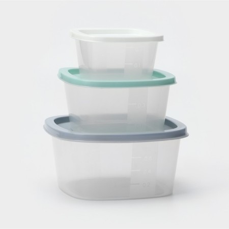 Set of square containers Biofresh, 3 pcs: 0.23 l, 0.5 l, 0.9 l, color mix-1